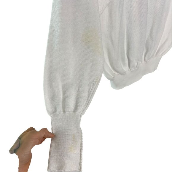 Vintage 90s White Purple Phoenician Cotton Golf Sweater Large - Picture 9 of 9